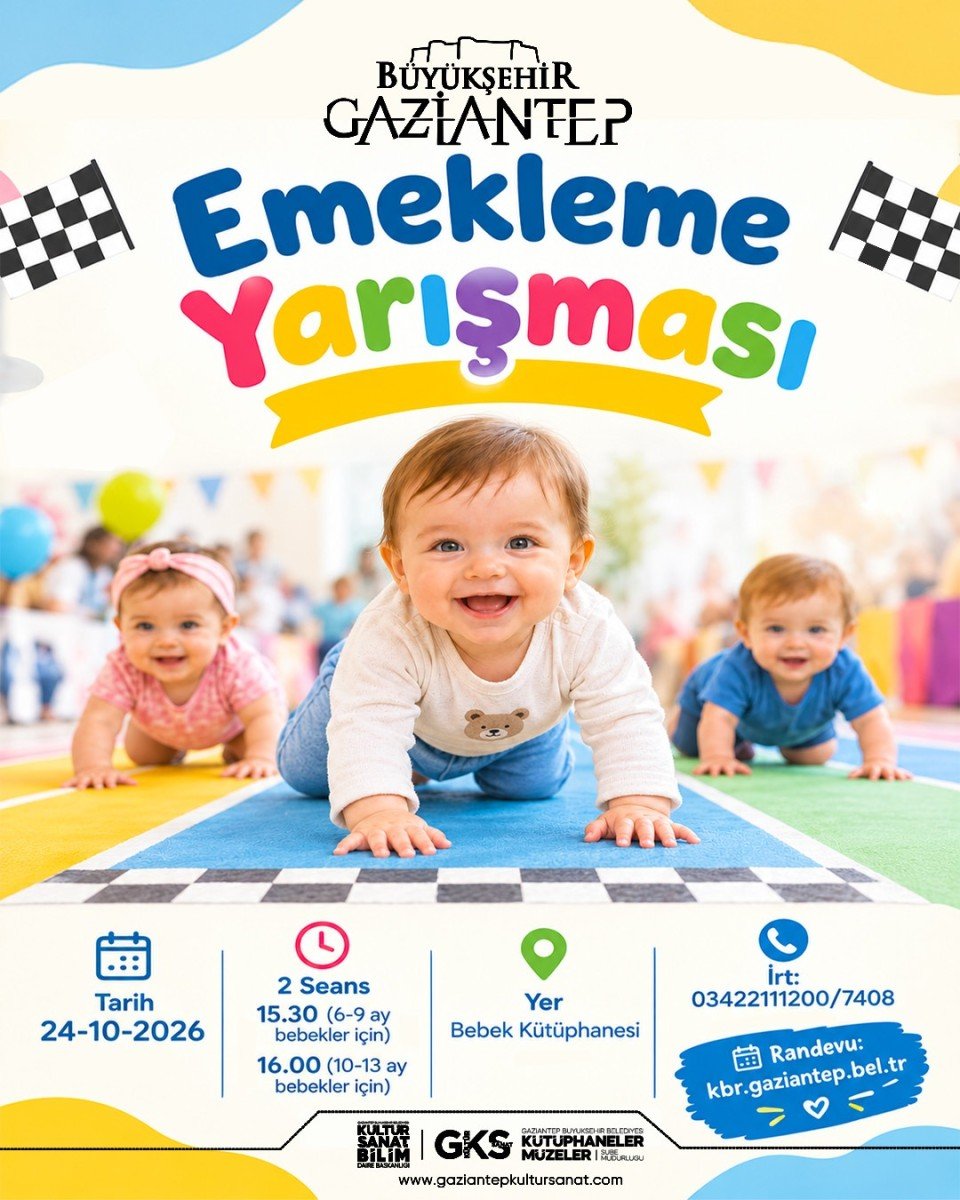 Gaziantep Bebek Kütüphanesi'nde Emekleme Yarışı Gaziantep Bebek Kütüphanesi'nde Emekleme Yarışı